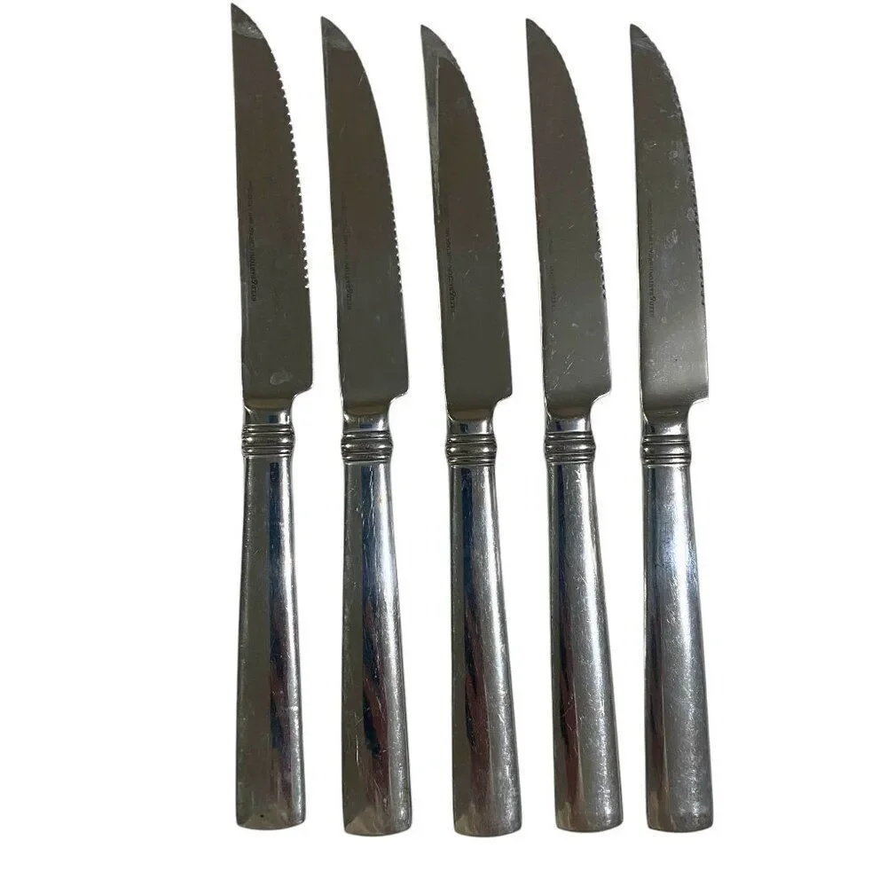 Lot of 5 Reed & Barton Heritage Mint Regent Stainless Steel Serrated Steak Knive